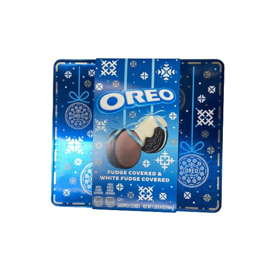 Oreo Fudge Covered & White Fudge Covered Sandwich Holiday Cookies 1.03 Lb Holiday Tin (24 Cookies) - Oreo