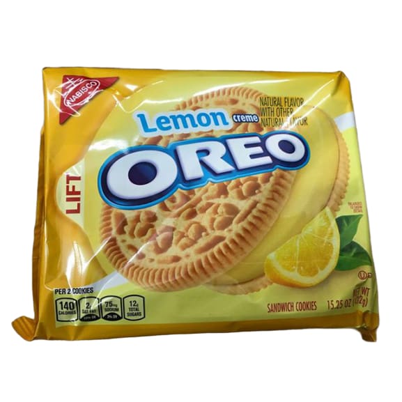 Oreo Sandwich Cookies - Lemon Creme - 15.25 Ounces - ShelHealth.Com