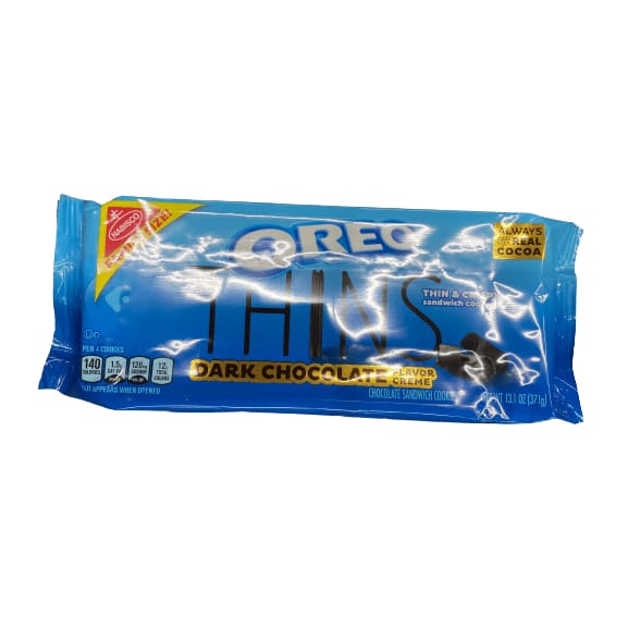 Oreo OREO Thins Dark Chocolate Creme Sandwich Cookies, Family Size, 13.1 oz