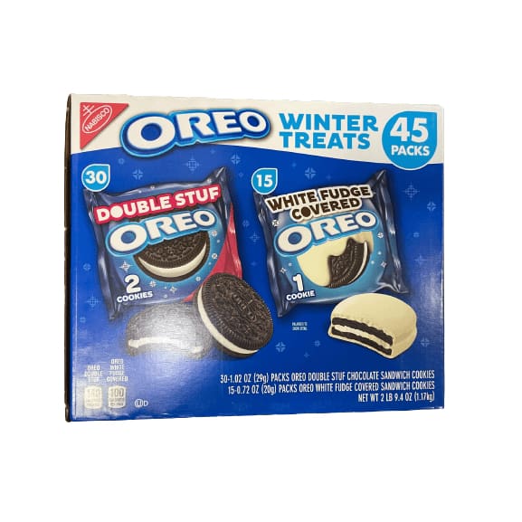 Oreo Oreo Winter Treats 45 Pack ( Double Stuf & White Fudge Oreo Combo), 42 oz.