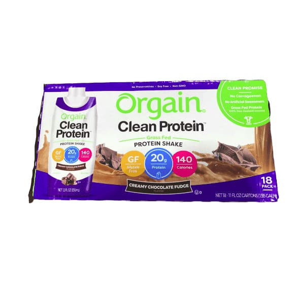 Orgain Clean Chocolate Protein Shake 11 fl oz, 18-count - ShelHealth.Com