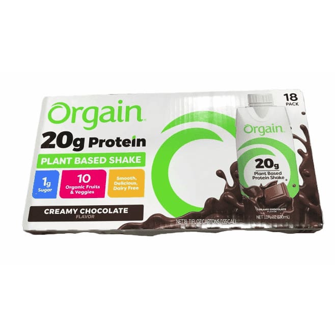 Orgain Organic Nutritional Shake, Creamy Chocolate Fudge , 11fl oz., 18 Count - ShelHealth.Com