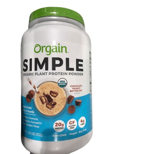 Orgain Simple Plant Protein Powder, Peanut Butter Cup, 2 lbs. - ShelHealth.Com