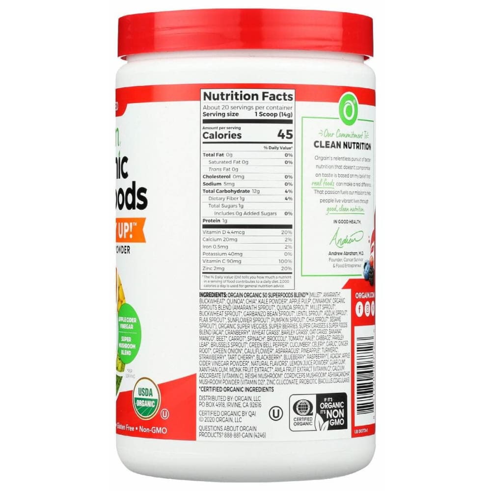 ORGAIN Grocery > Nutritional Bars, Drinks, and Shakes ORGAIN: Superfoods Immunity Up Powder Honeycrisp Apple, 9.9 oz