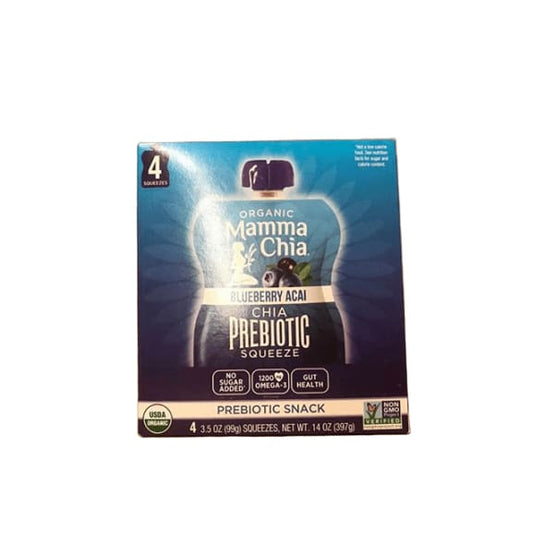 Organic Mamma Chia Blueberry Acai, Prebiotic Snack, 4 x 3.5 oz - ShelHealth.Com