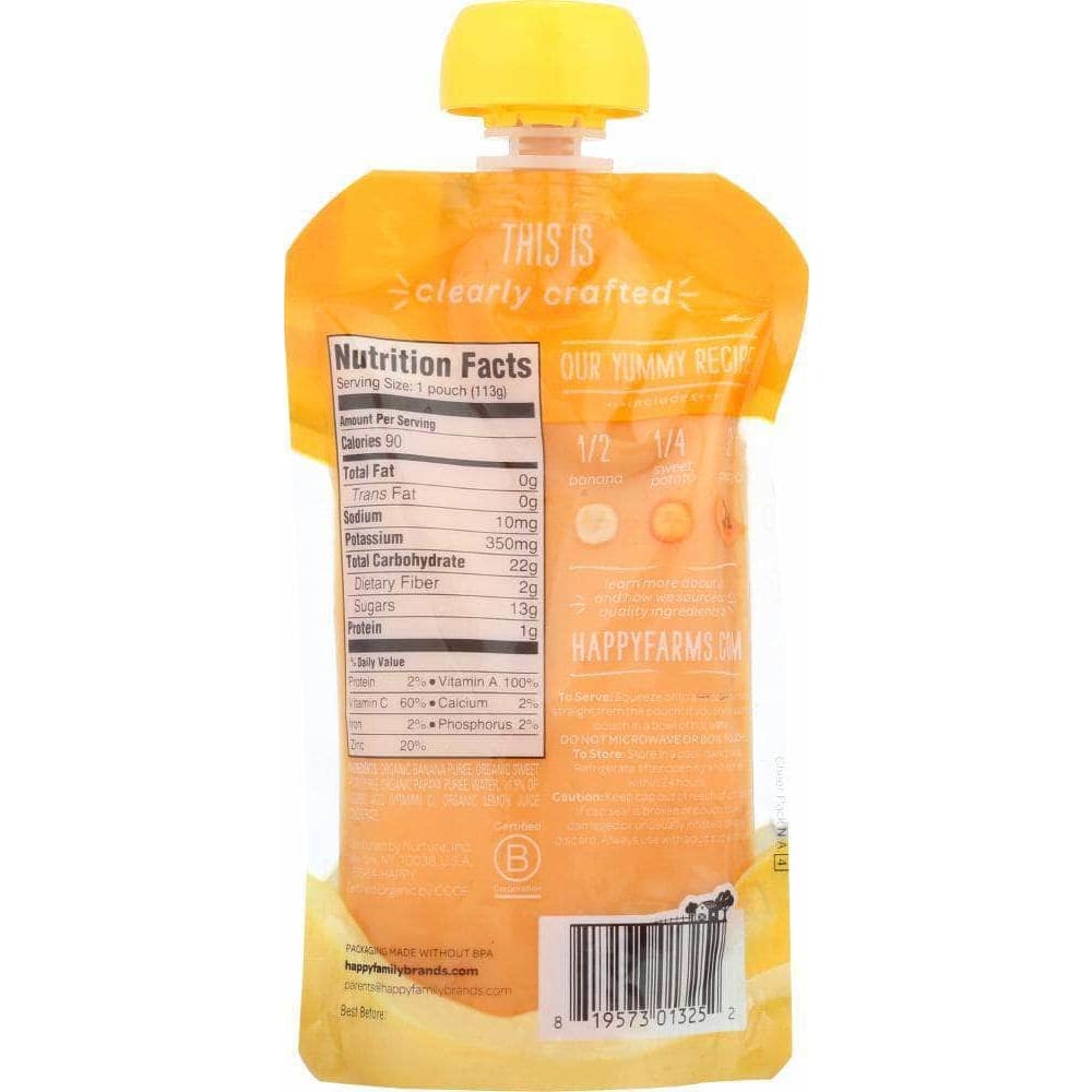 HAPPY BABY Organics Happy Baby Stage 2 Bananas, Sweet Potatoes & Papayas, 4 Oz