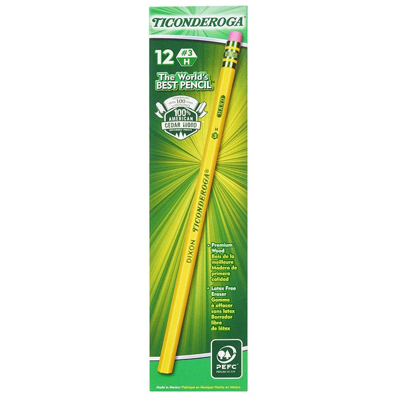 Original Ticon Pencils No 3 12Bx Hard Yellow Unsharpened (Pack of 12) - Pencils & Accessories - Dixon Ticonderoga Company