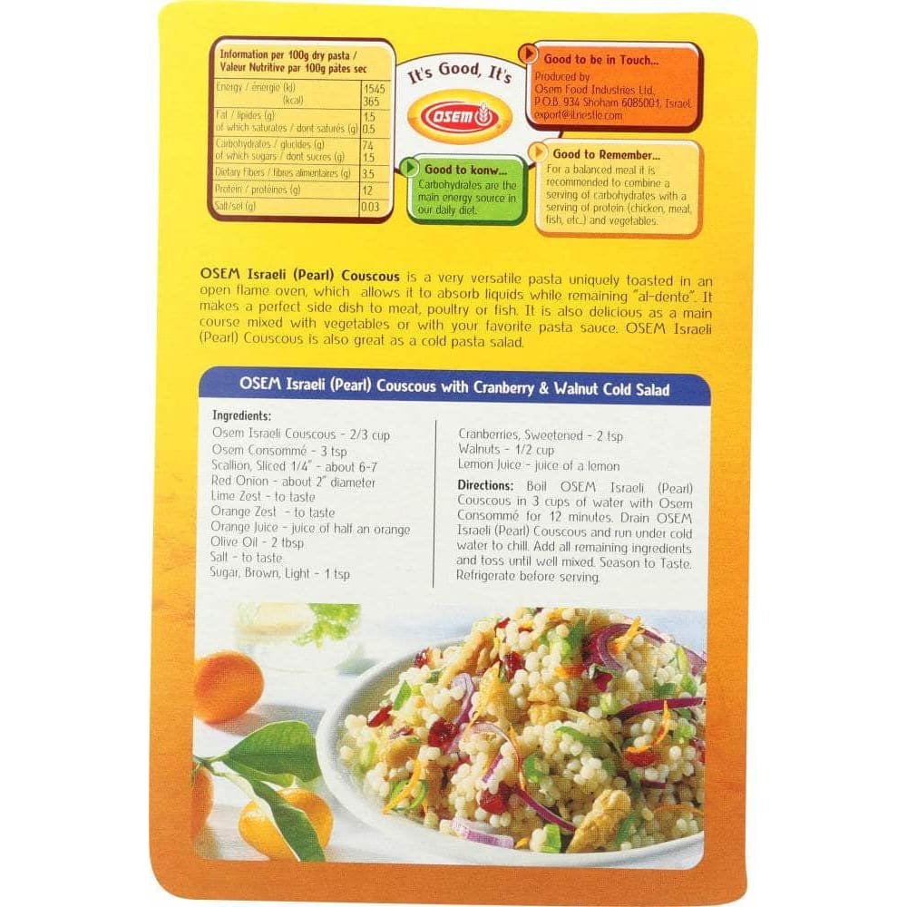 Osem Osem Couscous Israeli Tested, 8.8 oz