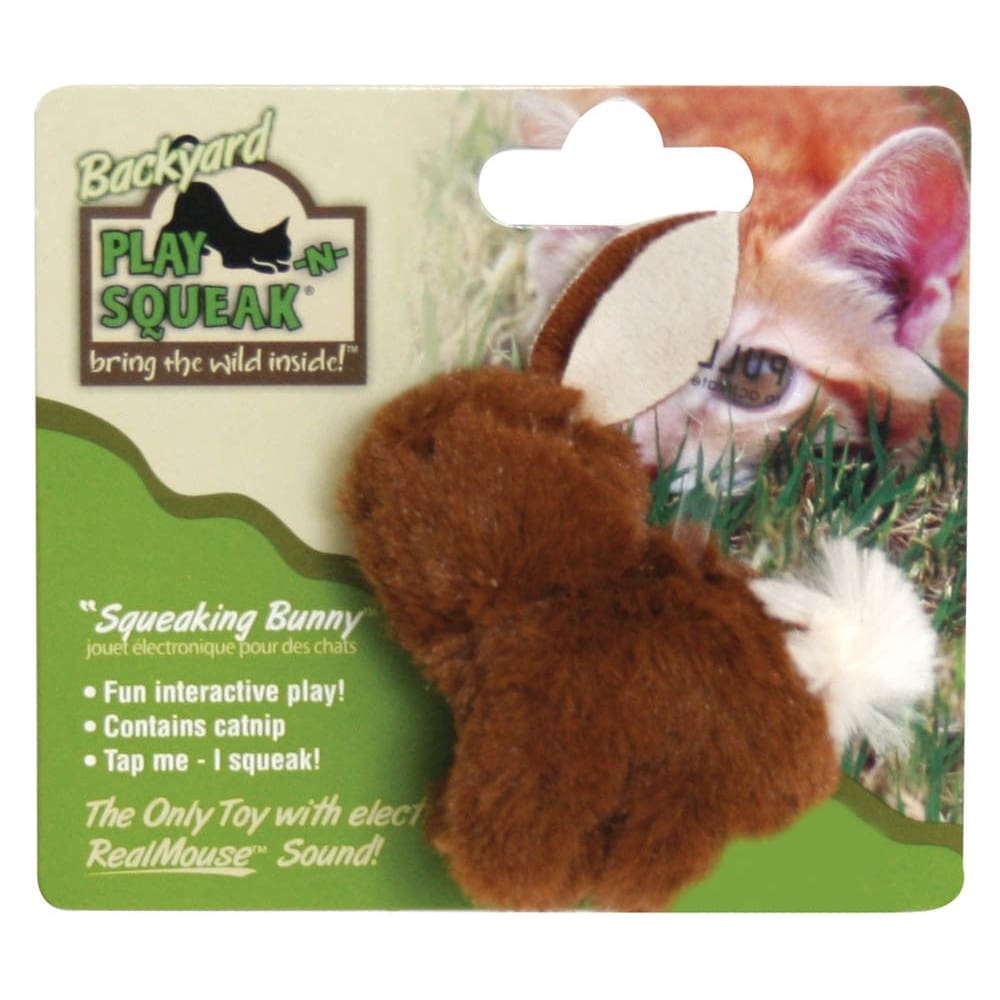 OurPets Play-N-Squeak Backyard Bunny Catnip Toy Brown - Pet Supplies - OurPets