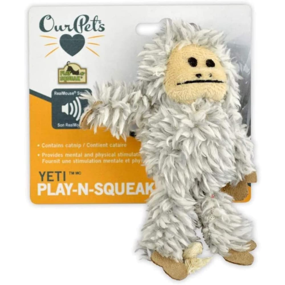 OurPets Play N Squeak Yeti Catnip Toy Grey One Size - Pet Supplies - OurPets