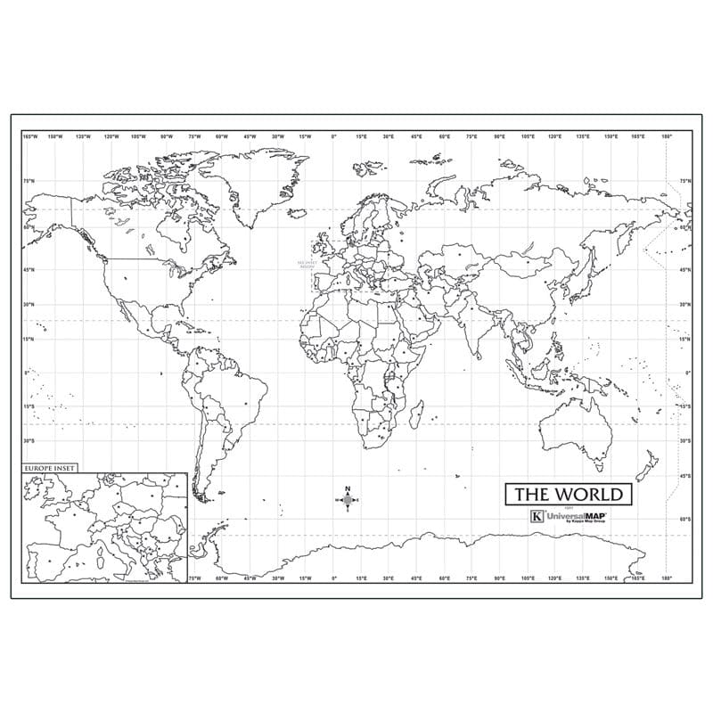 Outline Wall Maps World Map (Pack of 10) - Maps & Map Skills - The Map Shop / Kappa Map Group