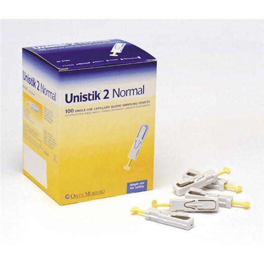 Owen Mumford Unistik 2 Lancet Safety 21G Box of 200 - Diagnostics >> Lancets - Owen Mumford