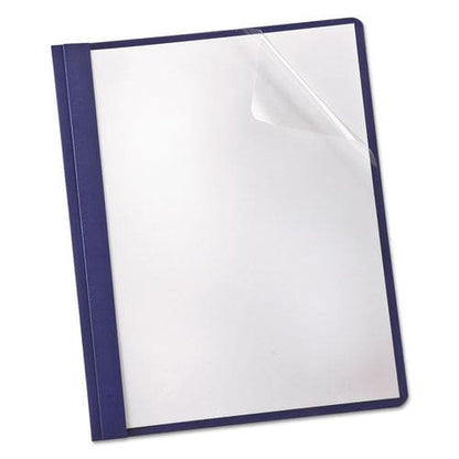 Oxford Clear Front Linen Report Cover Three-prong Fastener 0.5 Capacity 8.5 X 11 Clear/navy 25/box - School Supplies - Oxford™