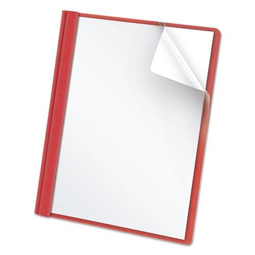 Oxford Clear Front Standard Grade Report Cover Three-prong Fastener 0.5 Capacity 8.5 X 11 Clear/red 25/box - School Supplies - Oxford™