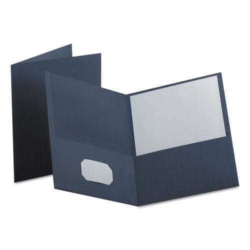 Oxford Twin-pocket Folder Embossed Leather Grain Paper 0.5 Capacity 11 X 8.5 Dark Blue 25/box - School Supplies - Oxford™