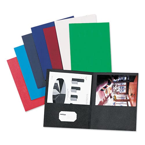 Oxford Twin-pocket Folder Embossed Leather Grain Paper 0.5 Capacity 11 X 8.5 Dark Blue 25/box - School Supplies - Oxford™
