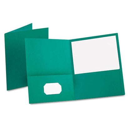Oxford Twin-pocket Folder Embossed Leather Grain Paper 0.5 Capacity 11 X 8.5 Teal 25/box - School Supplies - Oxford™