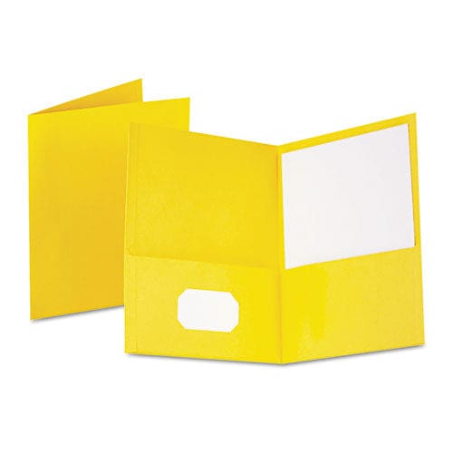 Oxford Twin-pocket Folder Embossed Leather Grain Paper 0.5 Capacity 11 X 8.5 Yellow 25/box - School Supplies - Oxford™