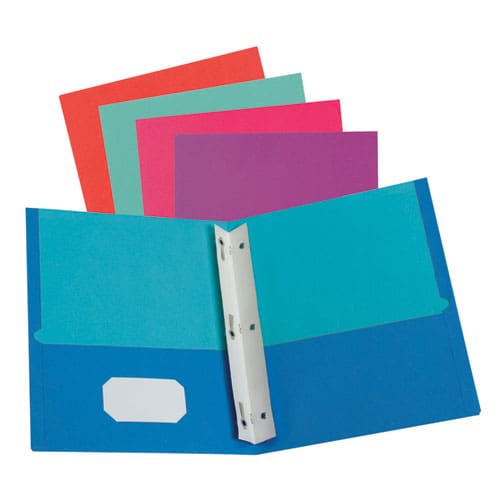 Oxford Twisted Twin Smooth Pocket Folder W/fasteners 100-sheet Capacity 11 X 8.5 Assorted Solid Colors 10/pack - School Supplies - Oxford™