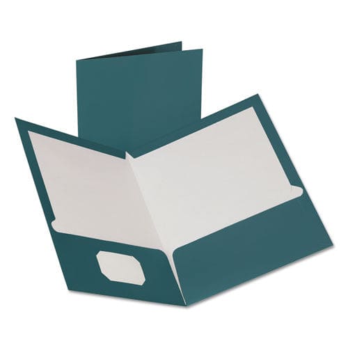 Oxford Two-pocket Laminated Folder 100-sheet Capacity 11 X 8.5 Metallic Teal 25/box - School Supplies - Oxford™