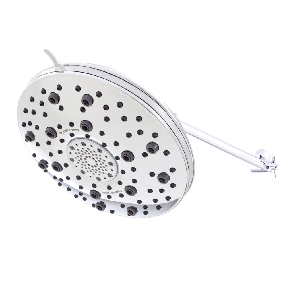 Oxygenics Vortex 8-Setting Chrome Rain Shower Head with 9 Adjustable Arm - Showers & Shower Fixtures - Oxygenics