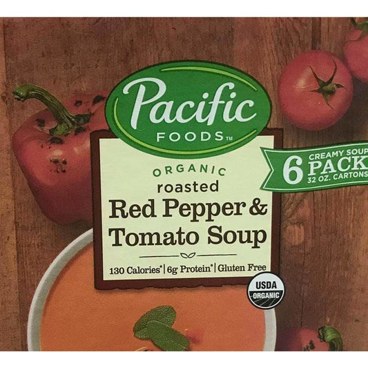 Pacific Foods Organic Roasted Red Pepper Tomato Soup, 6 x 32 oz - ShelHealth.Com
