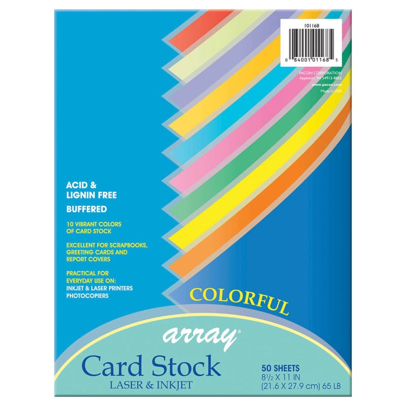 Pacon Card Stock 8.5X11 Colorful 50 Sheets (Pack of 6) - Card Stock - Dixon Ticonderoga Co - Pacon