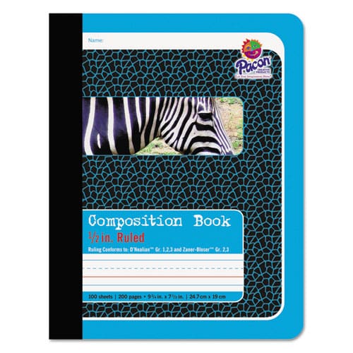 Pacon Composition Book D’nealian 1-3 Zaner-bloser 2-3 Illustration Boxes/medium-college Rule Blue Cover 9.75 X 7.5 100 Sheets - School