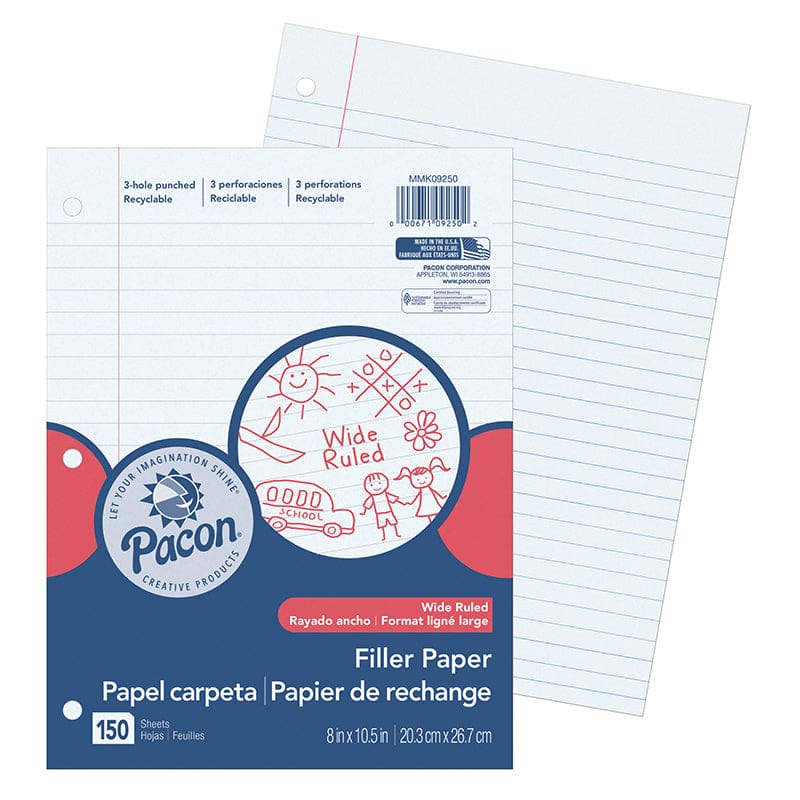 Pacon Filler Paper Wide Rule 3/8In Ruling (Pack of 12) - Loose Leaf Paper - Dixon Ticonderoga Co - Pacon