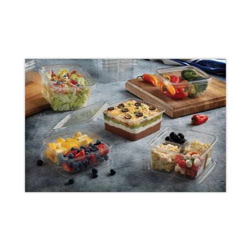 Pactiv Evergreen Earthchoice Square Recycled Bowl,4-compartment 32 Oz 6.13 X 6.13 X 2.61 Clear Plastic 360/carton - Food Service - Pactiv