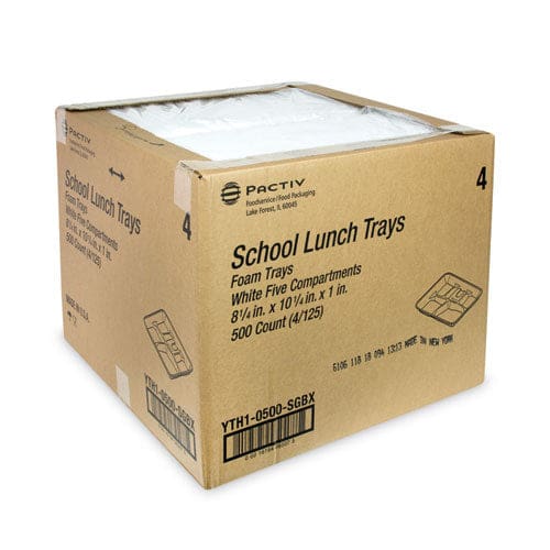 Pactiv Evergreen Foam School Trays 5-compartment 8.25 X 10.5 X 1 White 500/carton - Food Service - Pactiv Evergreen