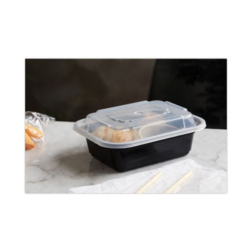 Pactiv Evergreen Newspring Versatainer Microwavable Containers 12 Oz 4.5 X 5.5 X 1.75 Black/clear Plastic 150/carton - Food Service - Pactiv