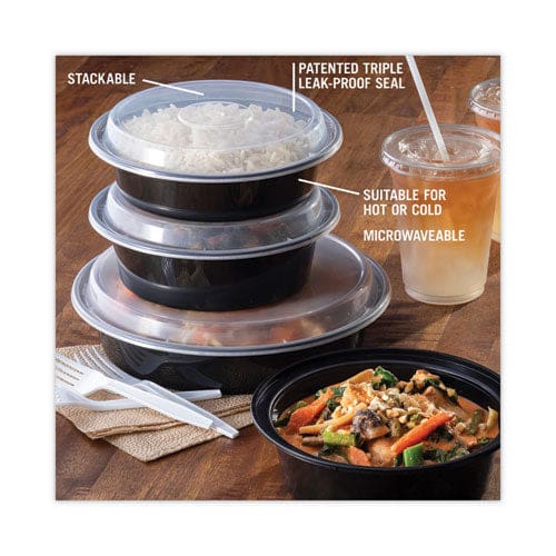 Pactiv Evergreen Newspring Versatainer Microwavable Containers 24 Oz 7 Diameter Black/clear Plastic 150/carton - Food Service - Pactiv