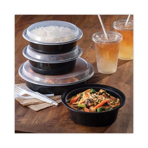 Pactiv Evergreen Newspring Versatainer Microwavable Containers 24 Oz 7 Diameter Black/clear Plastic 150/carton - Food Service - Pactiv