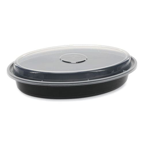 Pactiv Evergreen Newspring Versatainer Microwavable Containers Oval 24 Oz 9.1 X 6.7 X 1.45 Black/clear Plastic 150/carton - Food Service -