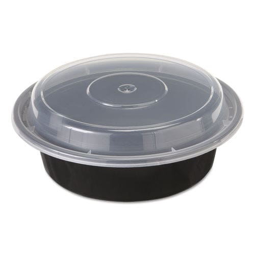Pactiv Evergreen Newspring Versatainer Microwavable Containers Oval 32 Oz 9.1 X 6.7 X 1.9 Black/clear Plastic 150/carton - Food Service -