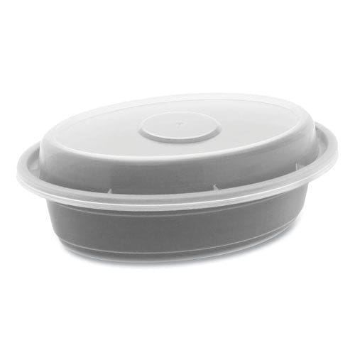 Pactiv Evergreen Newspring Versatainer Microwavable Containers Oval 8 Oz 5.7 X 4 X 1.45 Black/clear Plastic 150/carton - Food Service -