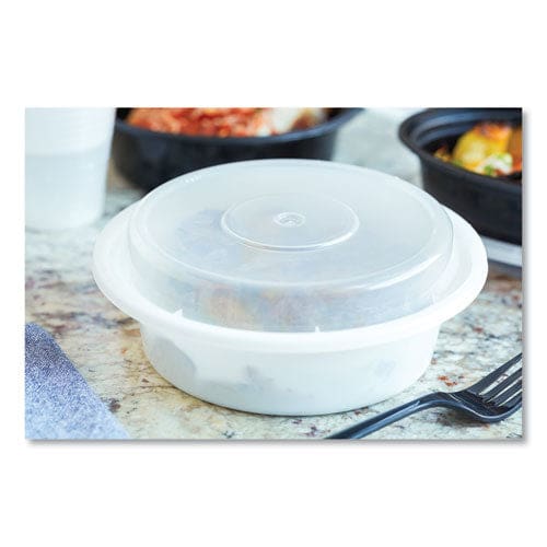 Pactiv Evergreen Newspring Versatainer Microwavable Containers Round 16 Oz 6 X 6 X 1.5 White/clear Plastic 150/carton - Food Service -