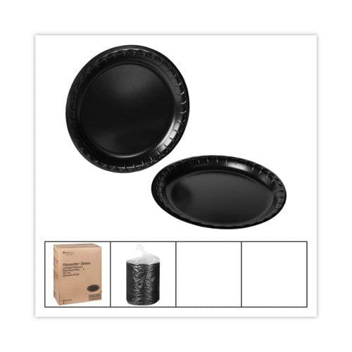 Pactiv Evergreen Placesetter Deluxe Laminated Foam Dinnerware Plate 10.25 Dia Black 540/carton - Food Service - Pactiv Evergreen