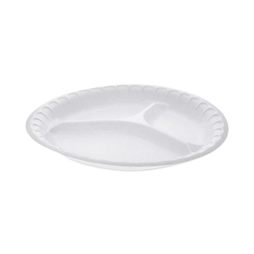 Pactiv Evergreen Placesetter Satin Non-laminated Foam Dinnerware 3-compartment Plate 10.25 Dia White 540/carton - Food Service - Pactiv