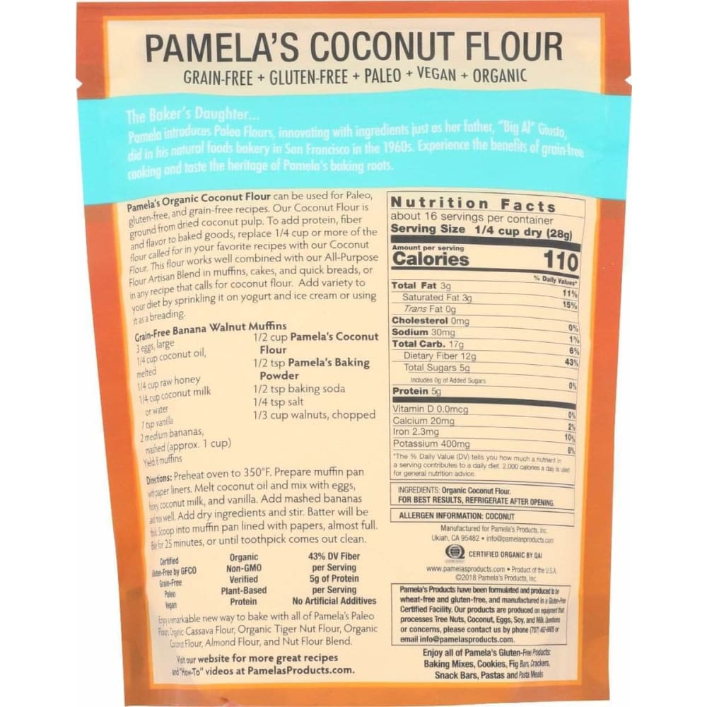PAMELAS Pamelas Coconut Flour Organic, 14 Oz