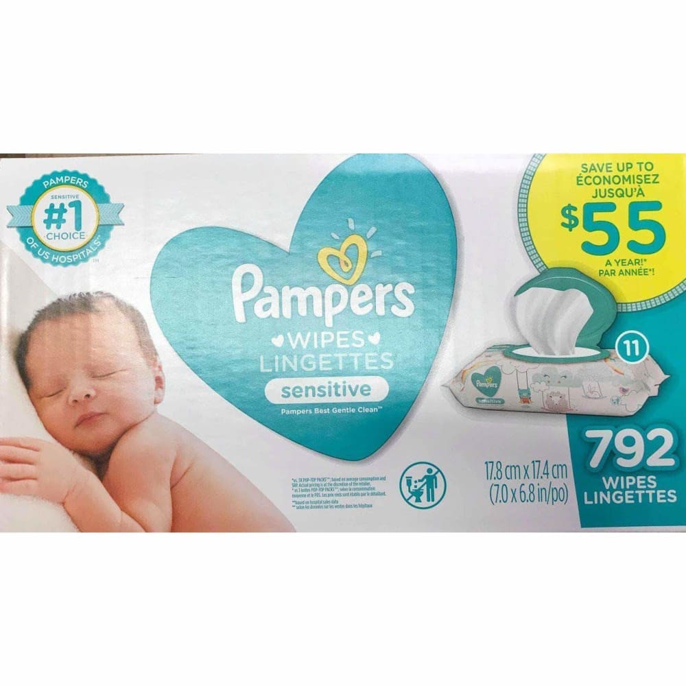 Pampers Baby Wipes Sensitive, 792 ct. - ShelHealth.Com