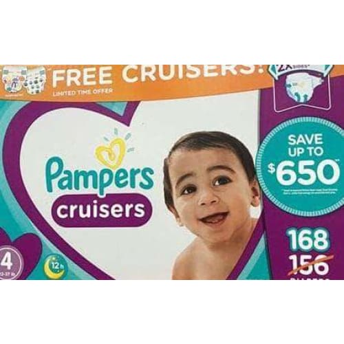 Pampers Cruisers Disposable Baby Diapers, Diapers Size 4, 168 Count - ShelHealth.Com