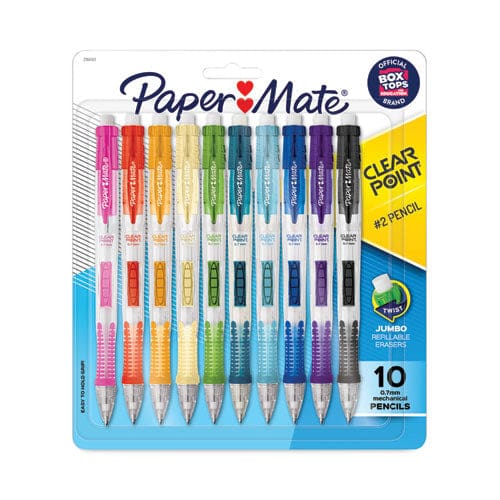 Paper Mate Clear Point Mechanical Pencil 0.7 Mm Hb (#2) Black Lead Assorted Barrel Colors 10/pack - School Supplies - Paper Mate®