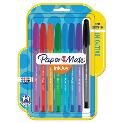 Paper Mate Inkjoy 100 Ballpoint Pen Stick Medium 1 Mm Eight Assorted Ink And Barrel Colors 8/pack - School Supplies - Paper Mate®