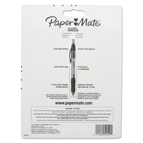 Paper Mate Profile Ballpoint Pen Retractable Bold 1.4 Mm Assorted Ink And Barrel Colors 8/pack - School Supplies - Paper Mate®