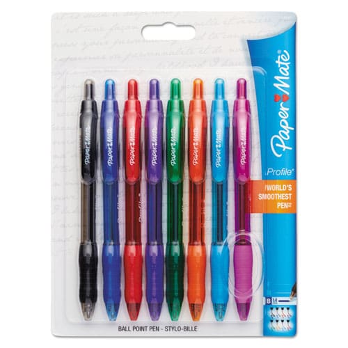 Paper Mate Profile Ballpoint Pen Retractable Bold 1.4 Mm Assorted Ink And Barrel Colors 8/pack - School Supplies - Paper Mate®