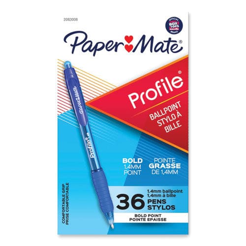 Paper Mate Profile Ballpoint Pen Retractable Bold 1.4 Mm Blue Ink Blue Barrel 36/pack - School Supplies - Paper Mate®