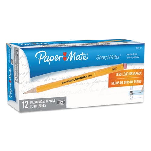 Paper Mate Sharpwriter Mechanical Pencil 0.7 Mm Hb (#2.5) Black Lead Classic Yellow Barrel Dozen - School Supplies - Paper Mate®