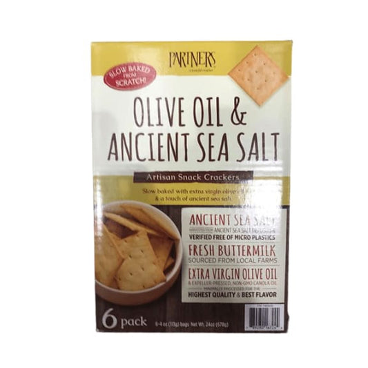 Partners Olive Oil & Ancient Sea Salt, Artisan Snack Crackers, 6 x 4 oz - ShelHealth.Com